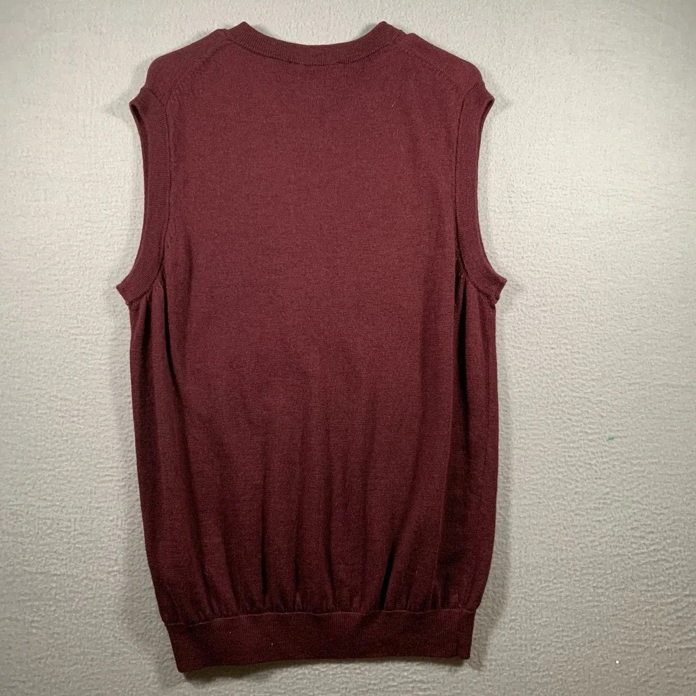 Turnbury Burgundy Extra Fine Merino Wool Mens Sweater Vest‎ sz Medium